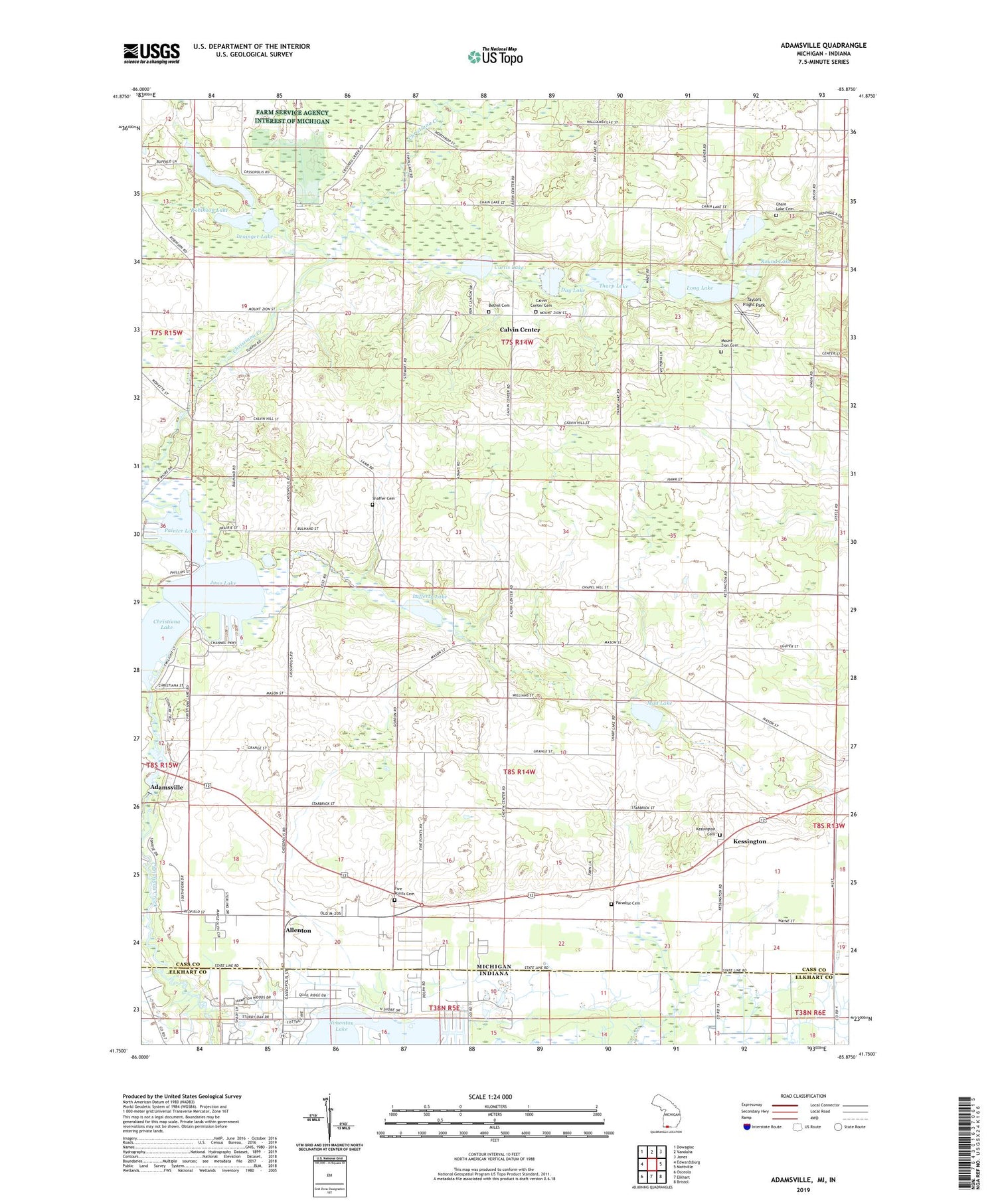 Adamsville Michigan US Topo Map Image
