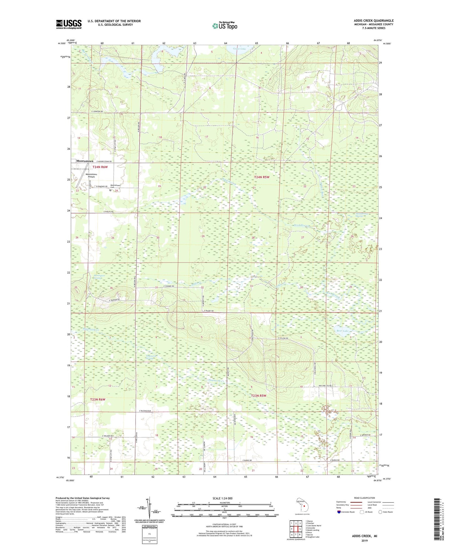 Addis Creek Michigan US Topo Map Image