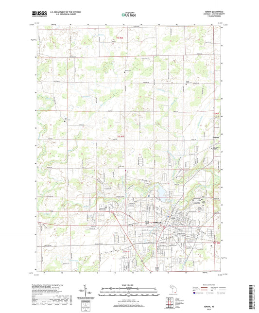 Adrian Michigan US Topo Map Image
