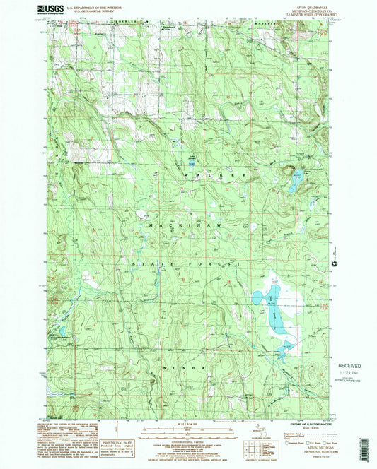 Classic USGS Afton Michigan 7.5'x7.5' Topo Map Image