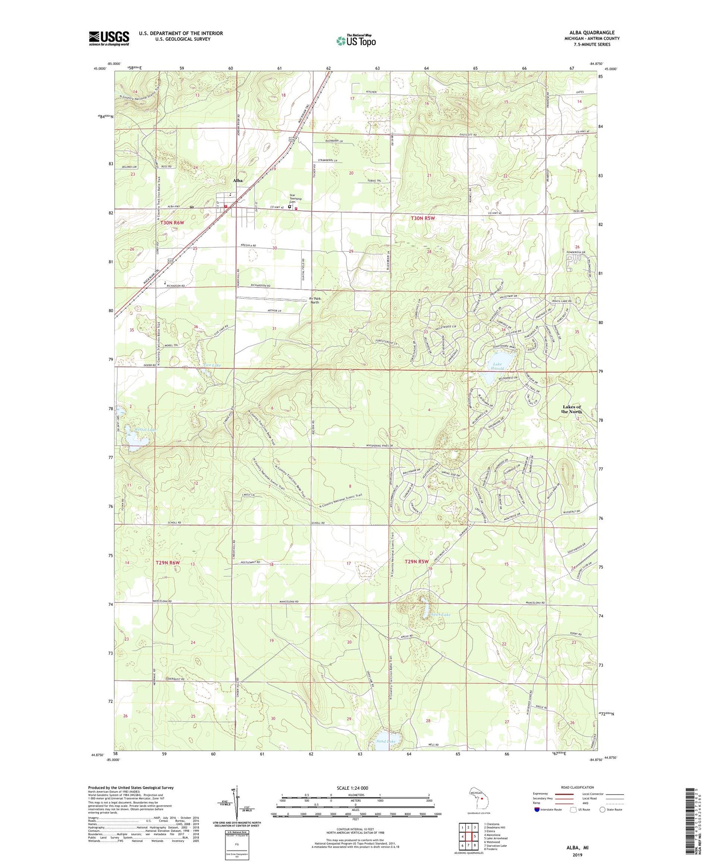 Alba Michigan US Topo Map Image