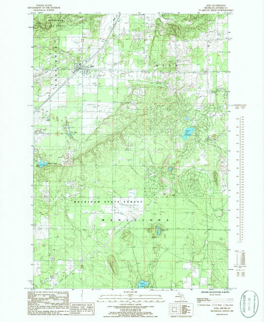 Classic USGS Alba Michigan 7.5'x7.5' Topo Map Image