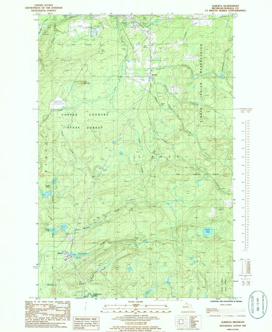 Classic USGS Alberta Michigan 7.5'x7.5' Topo Map Image