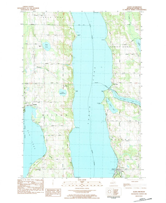 Classic USGS Alden Michigan 7.5'x7.5' Topo Map Image