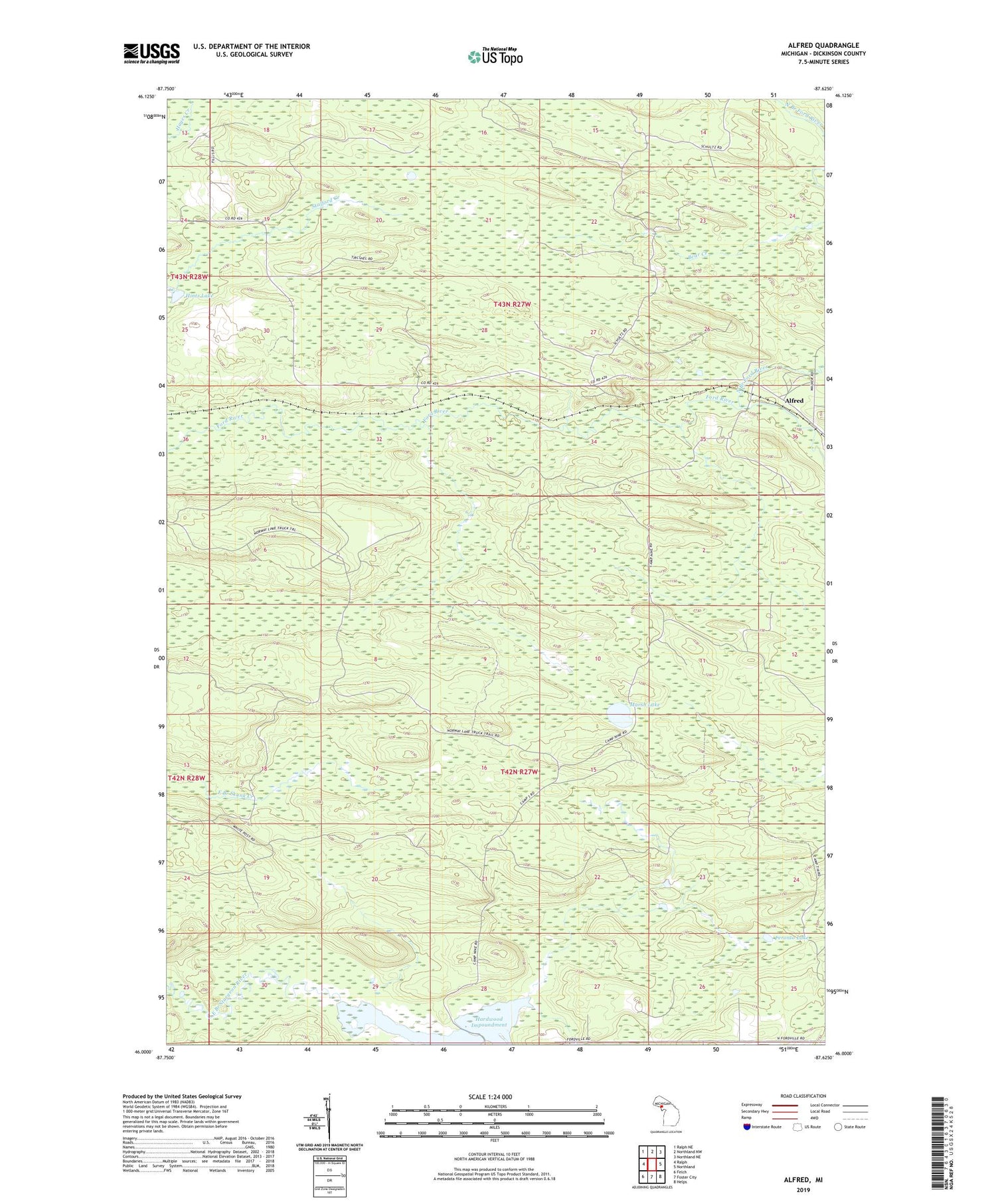 Alfred Michigan US Topo Map Image