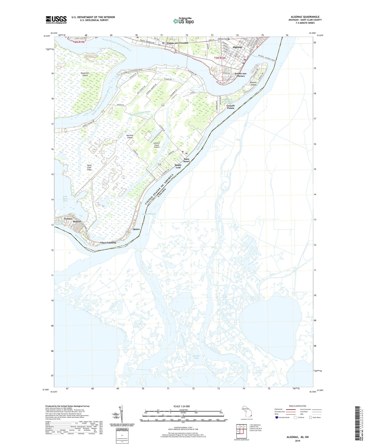 Algonac Michigan US Topo Map Image