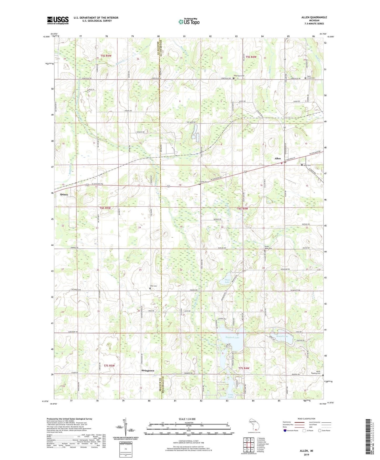 Allen Michigan US Topo Map Image