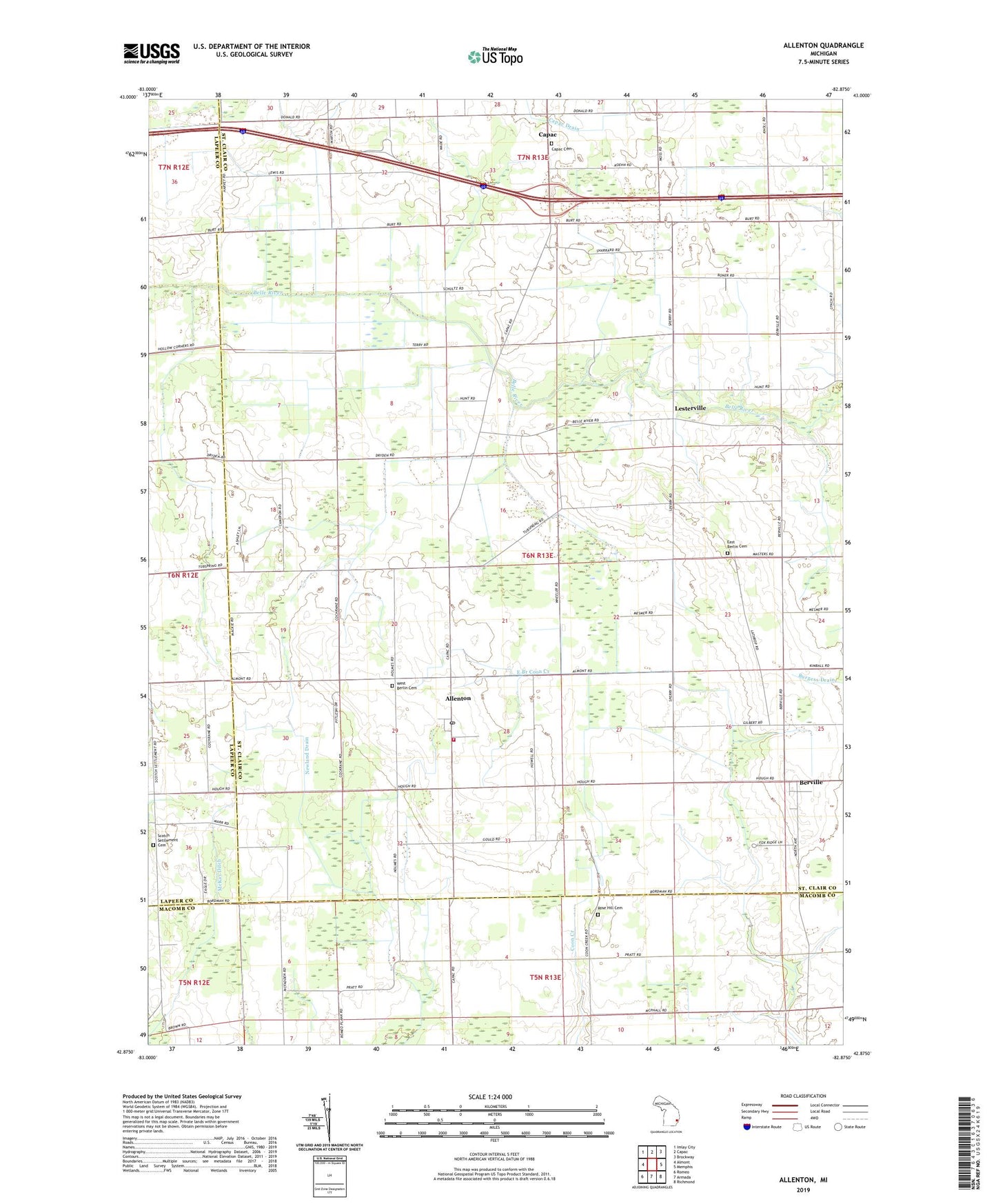 Allenton Michigan US Topo Map Image