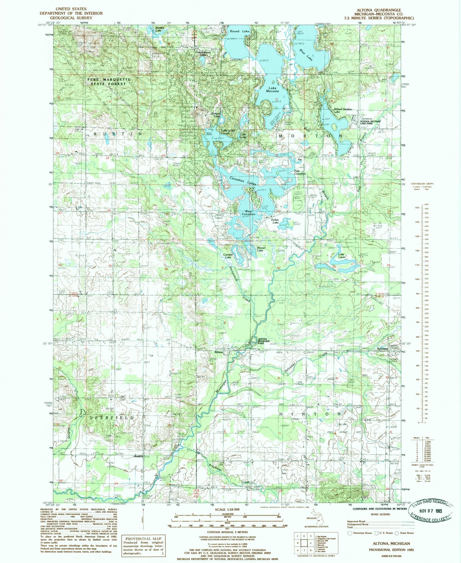 Classic USGS Altona Michigan 7.5'x7.5' Topo Map Image