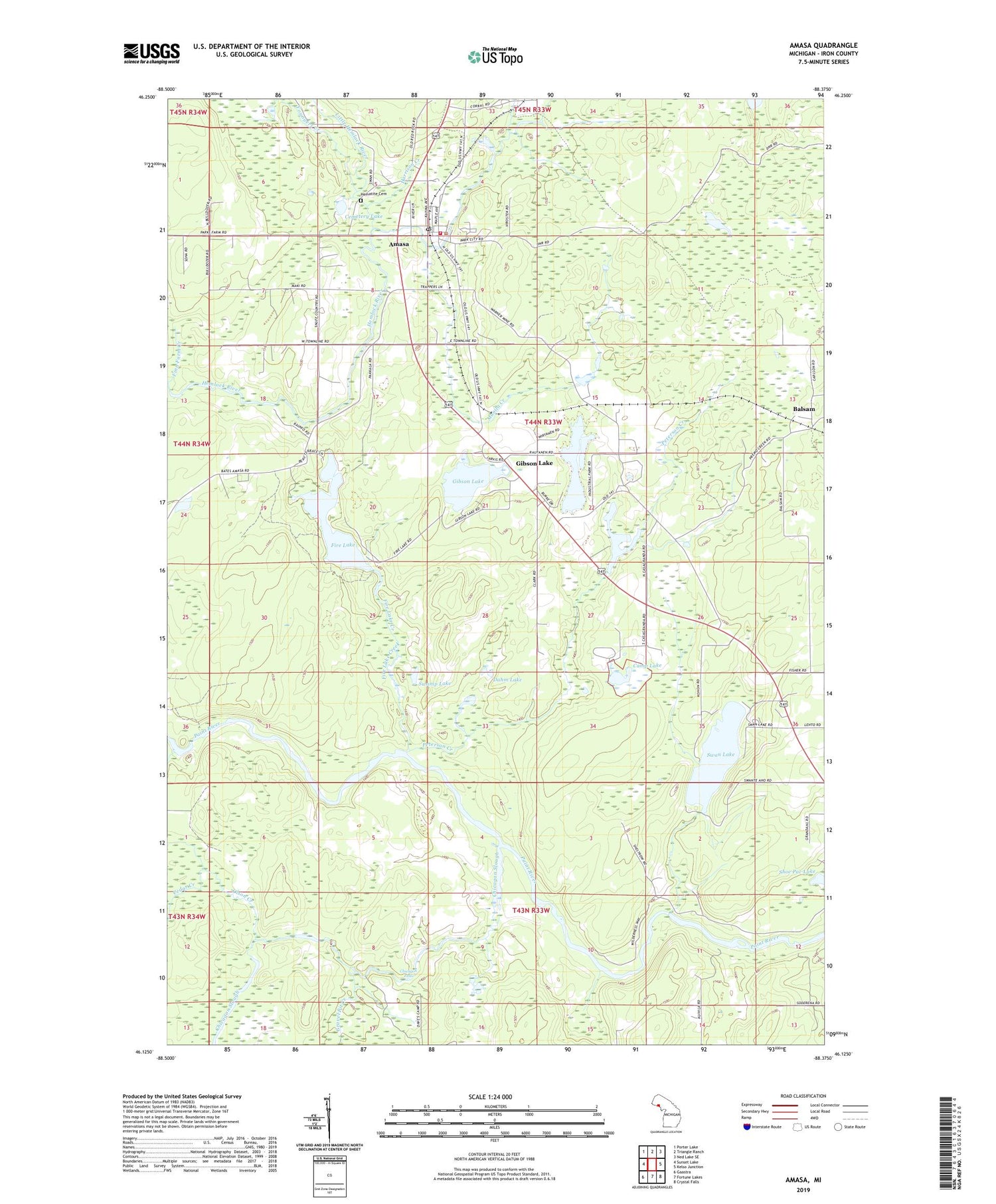 Amasa Michigan US Topo Map Image