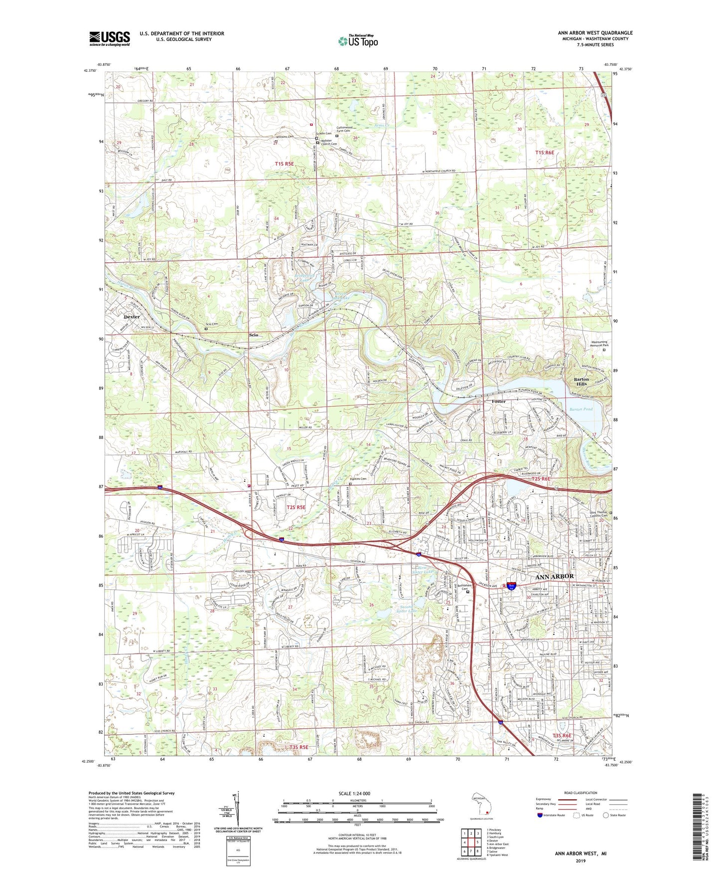 Ann Arbor West Michigan US Topo Map Image