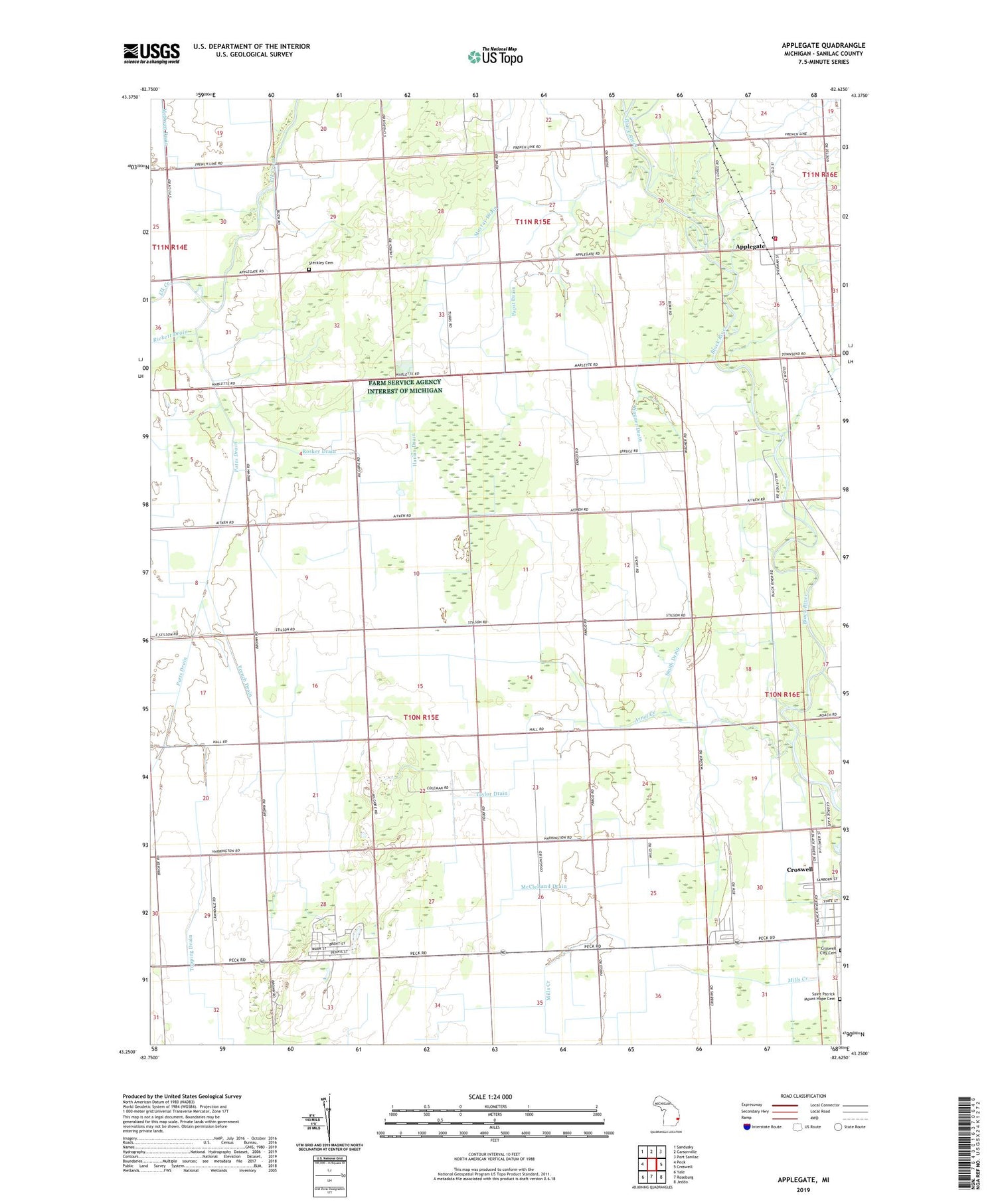Applegate Michigan US Topo Map Image