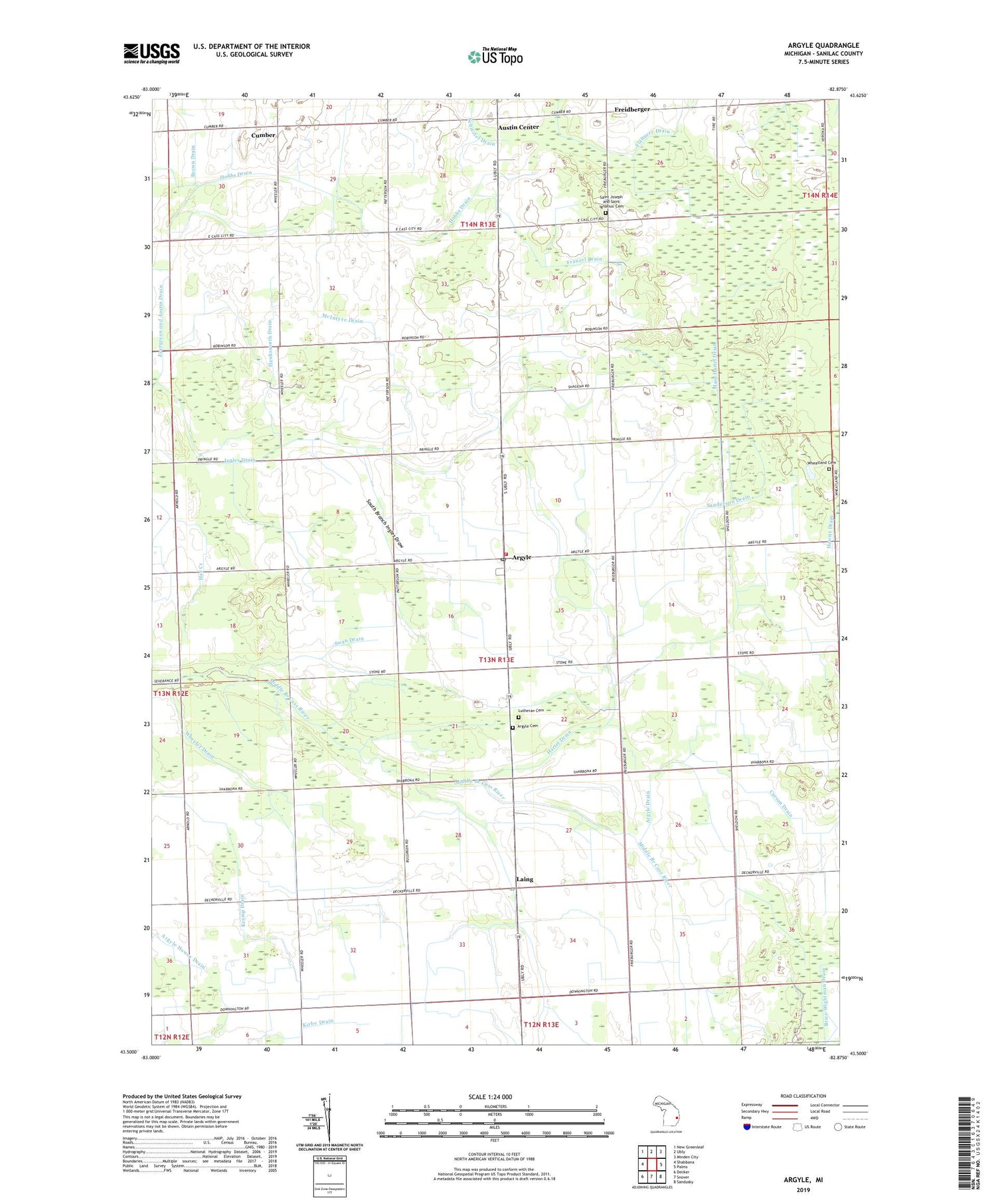 Argyle Michigan US Topo Map Image