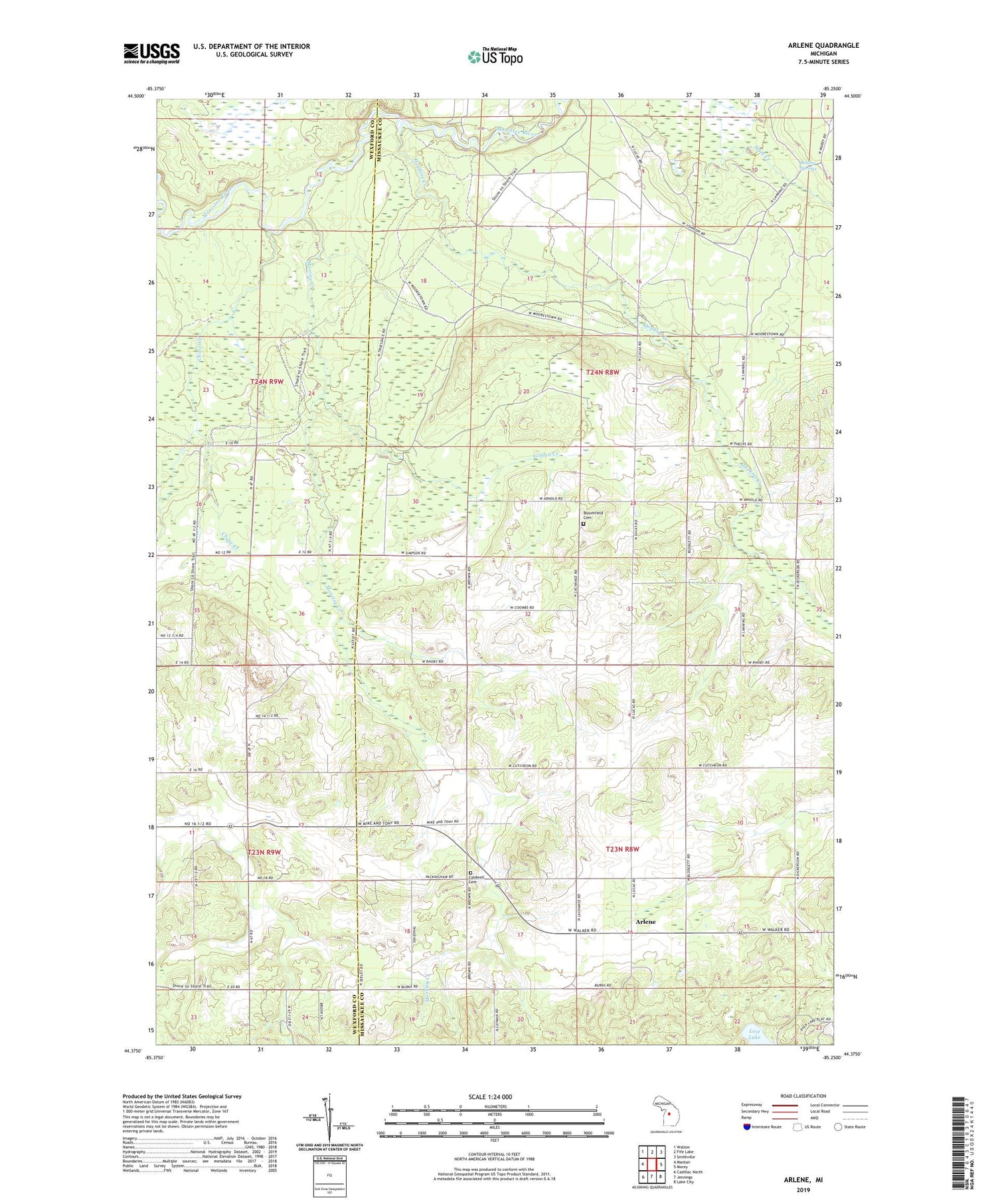 Arlene Michigan US Topo Map Image