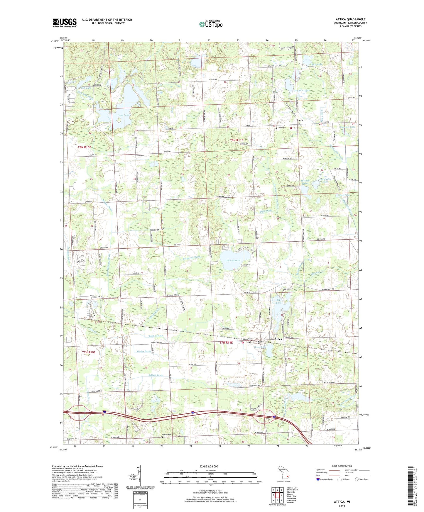 Attica Michigan US Topo Map Image