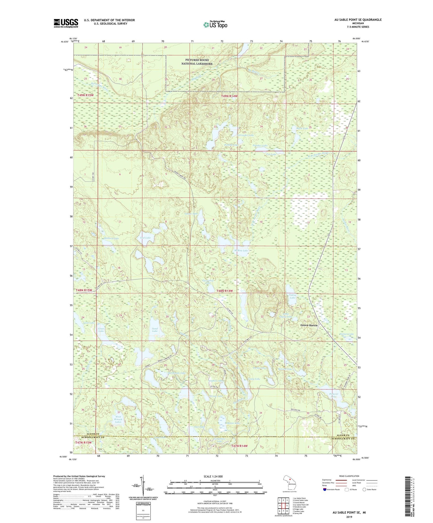 Au Sable Point SE Michigan US Topo Map Image