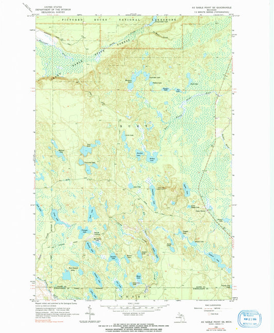 Classic USGS Au Sable Point SE Michigan 7.5'x7.5' Topo Map Image