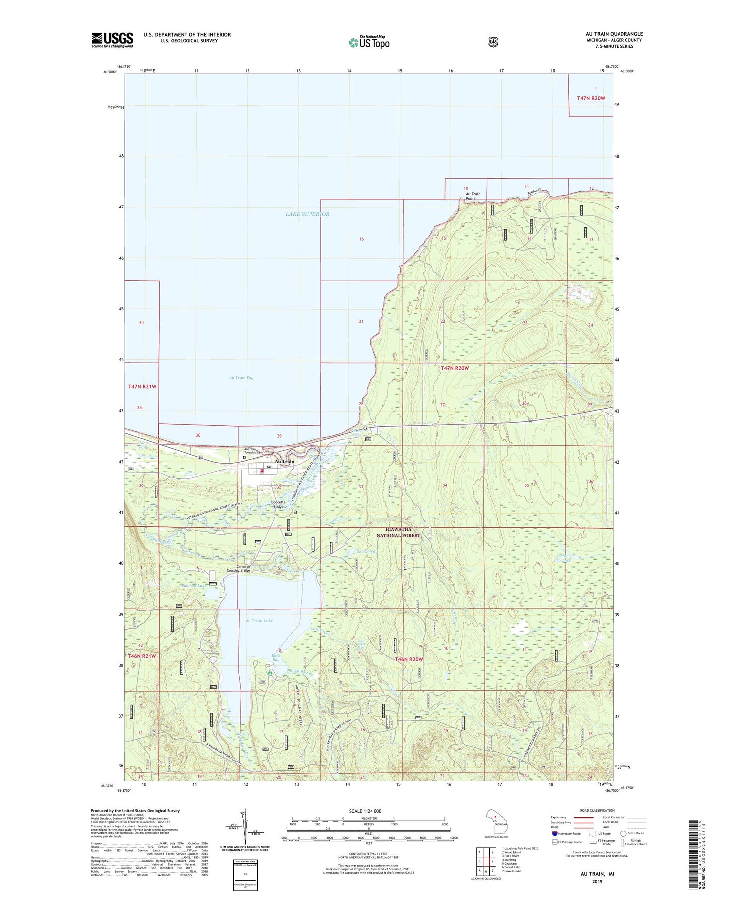 Au Train Michigan US Topo Map Image