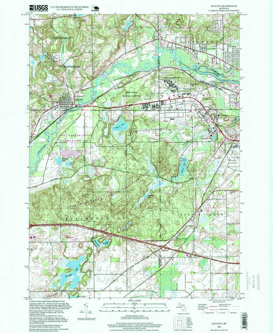 Classic USGS Augusta Michigan 7.5'x7.5' Topo Map Image