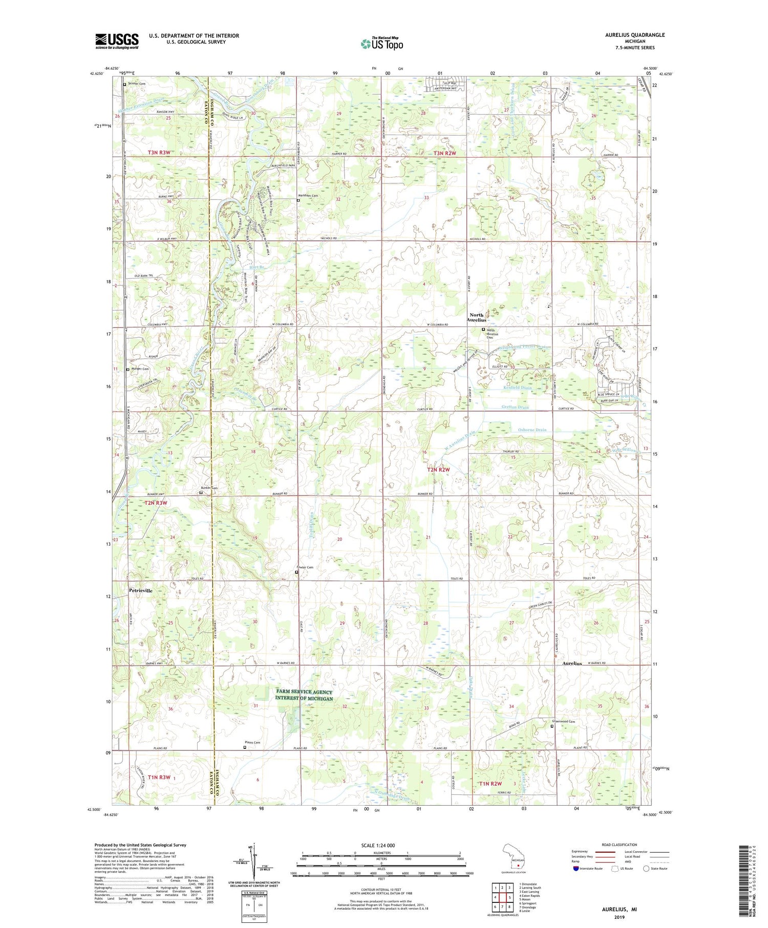 Aurelius Michigan US Topo Map Image
