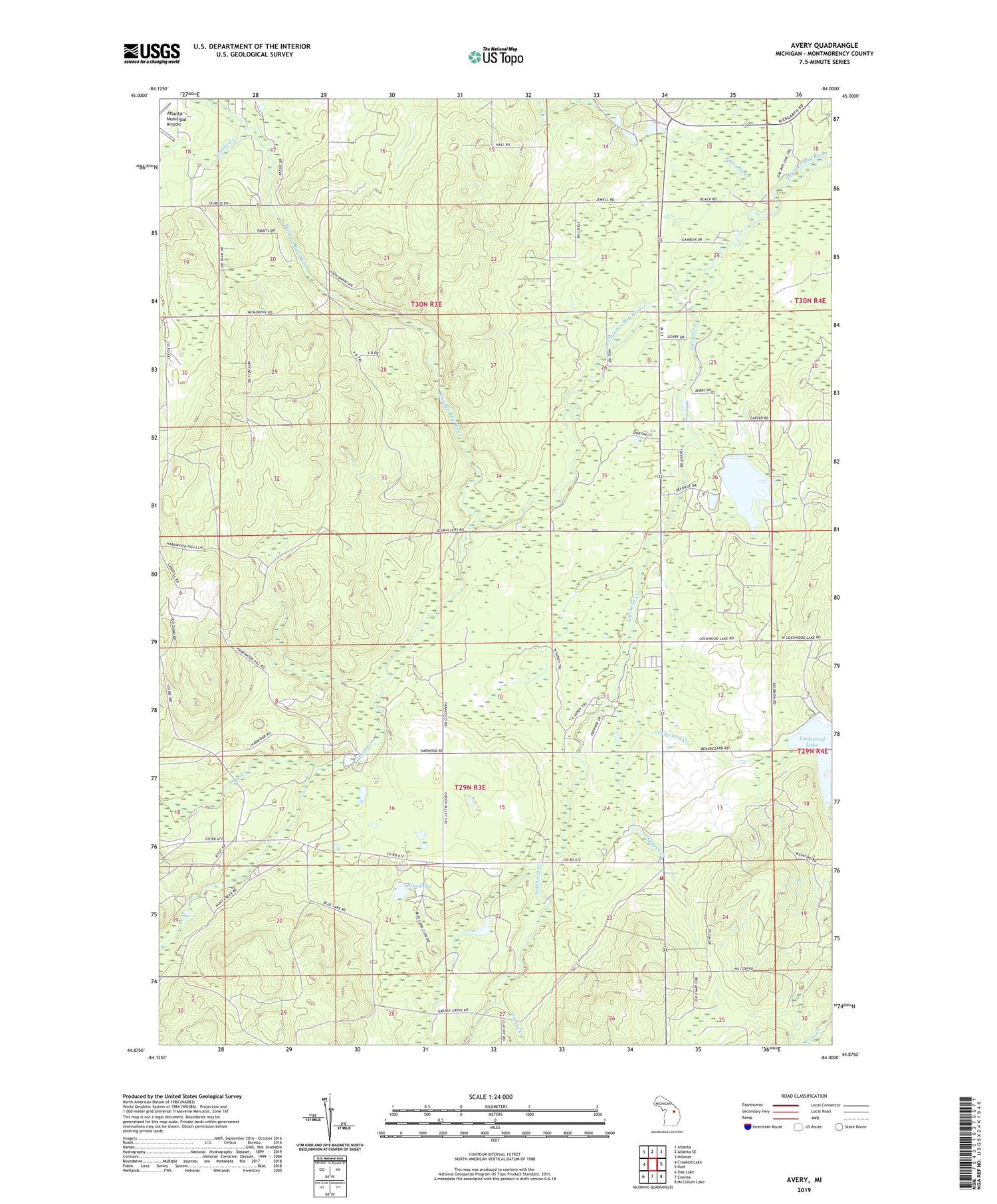 Avery Michigan US Topo Map Image