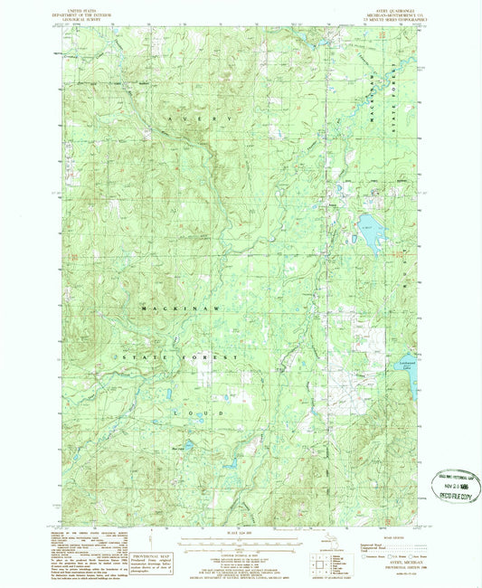 Classic USGS Avery Michigan 7.5'x7.5' Topo Map Image