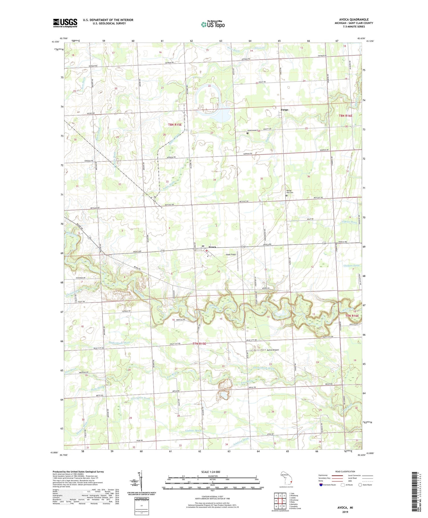 Avoca Michigan US Topo Map Image