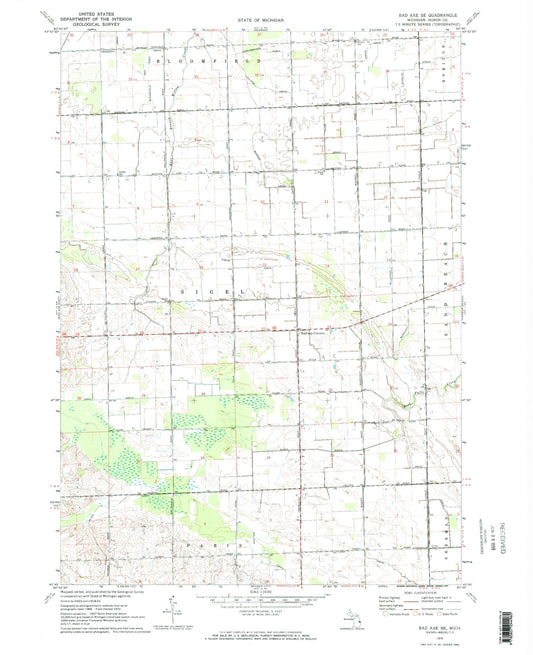 Classic USGS Bad Axe SE Michigan 7.5'x7.5' Topo Map Image