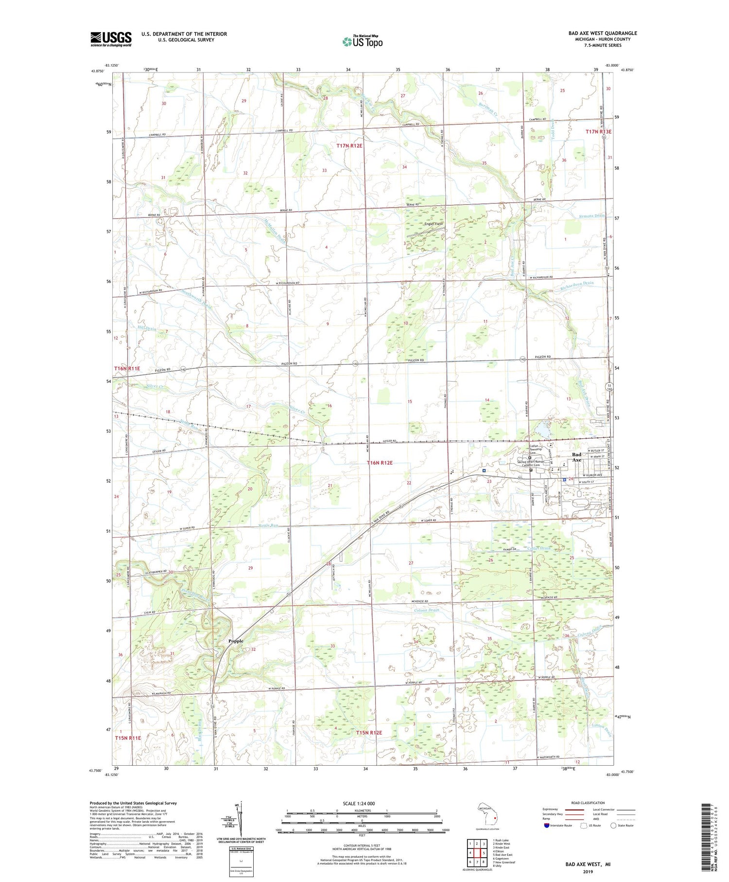 Bad Axe West Michigan US Topo Map Image