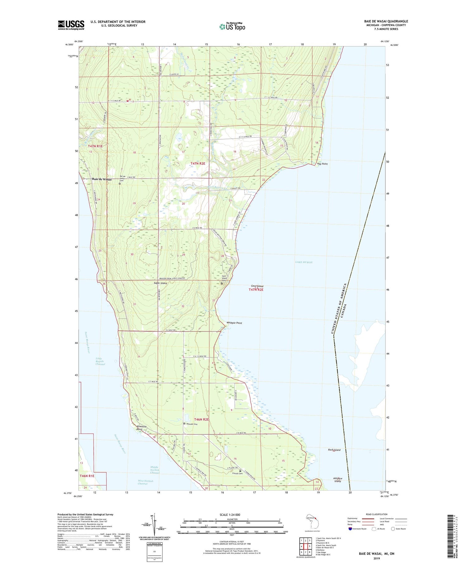 Baie de Wasai Michigan US Topo Map Image