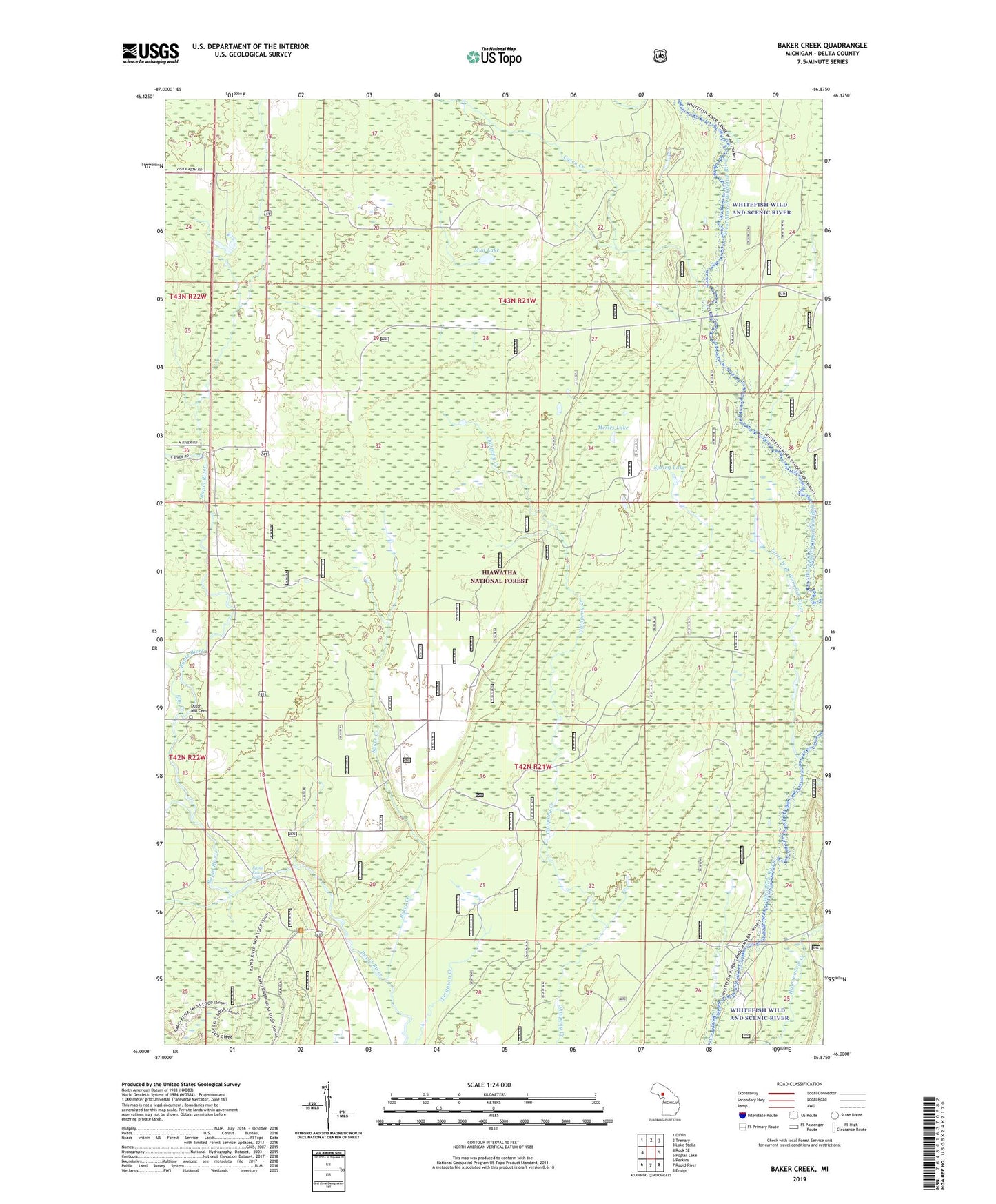 Baker Creek Michigan US Topo Map Image