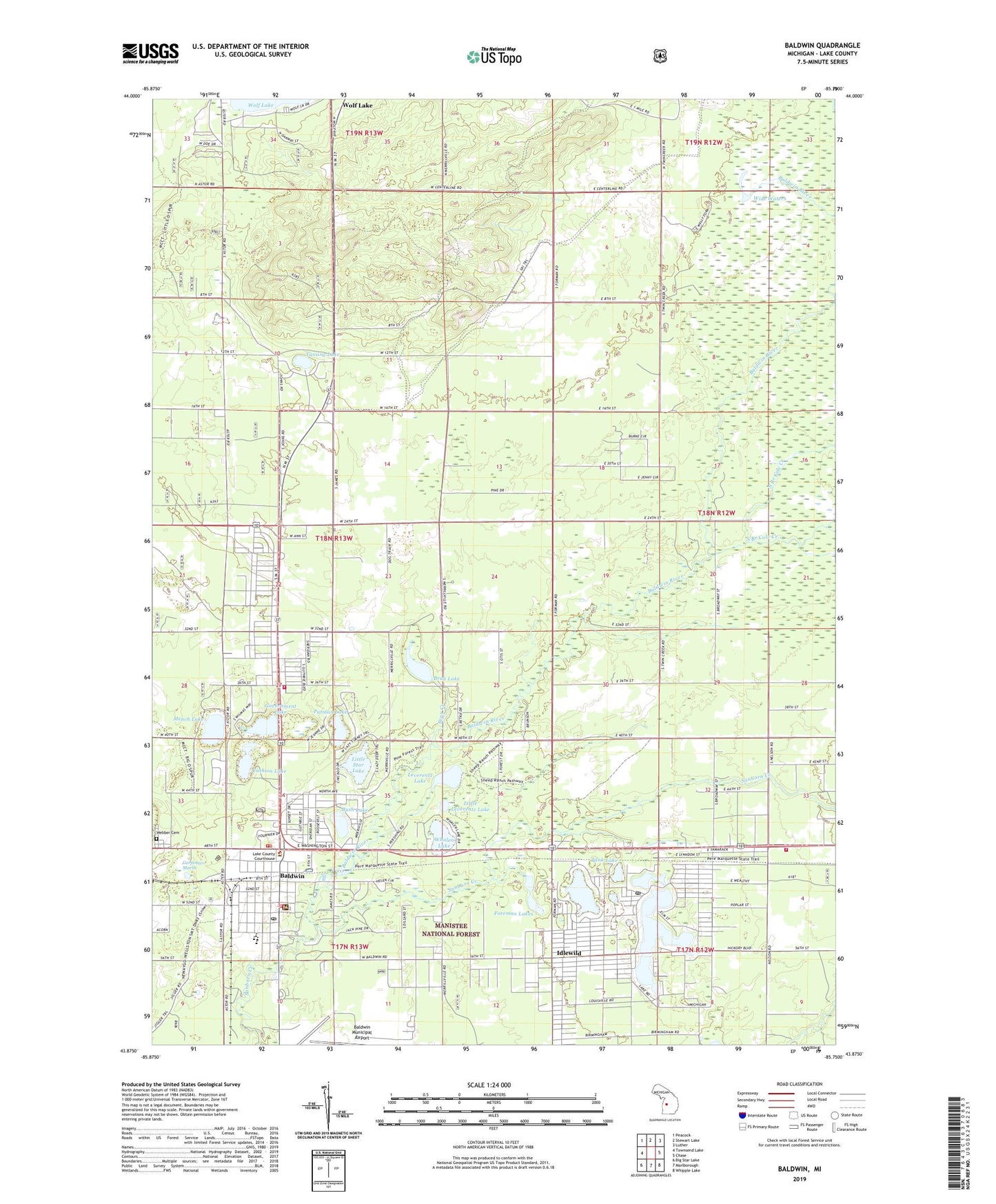 Baldwin Michigan US Topo Map Image