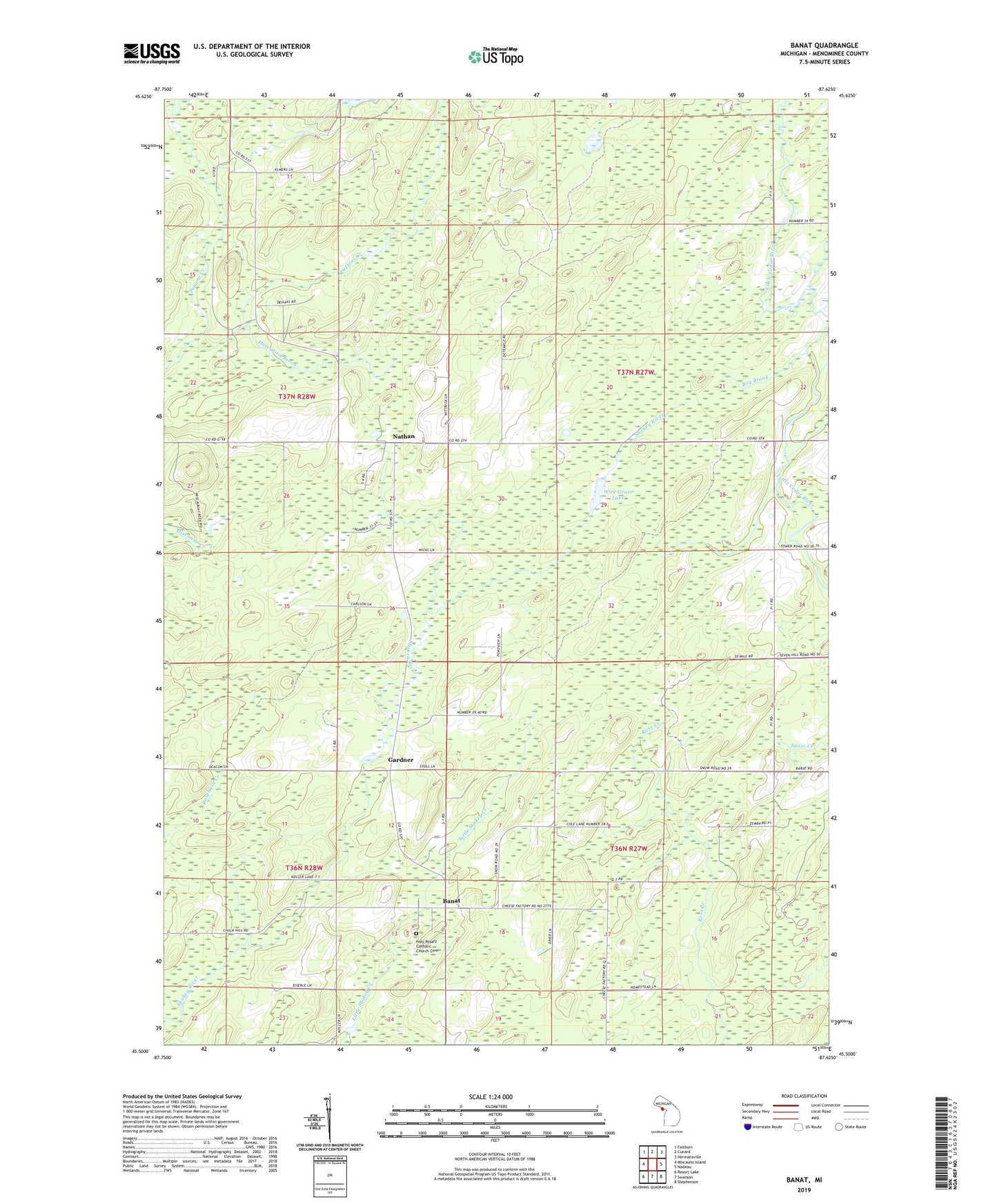 Banat Michigan US Topo Map Image