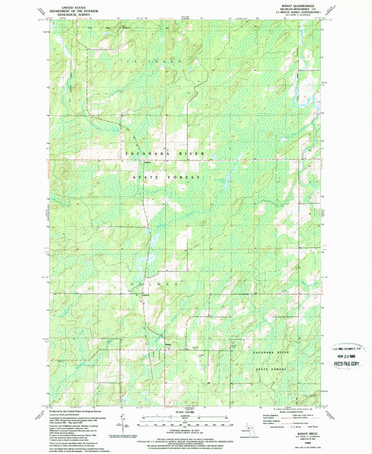 Classic USGS Banat Michigan 7.5'x7.5' Topo Map Image