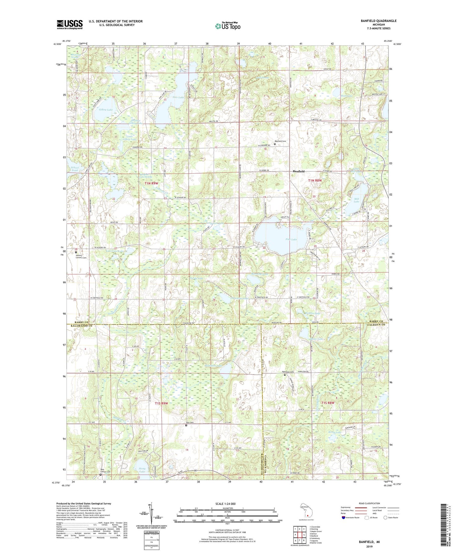 Banfield Michigan US Topo Map Image