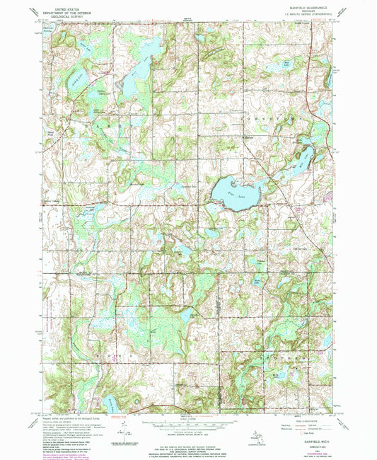 Classic USGS Banfield Michigan 7.5'x7.5' Topo Map Image