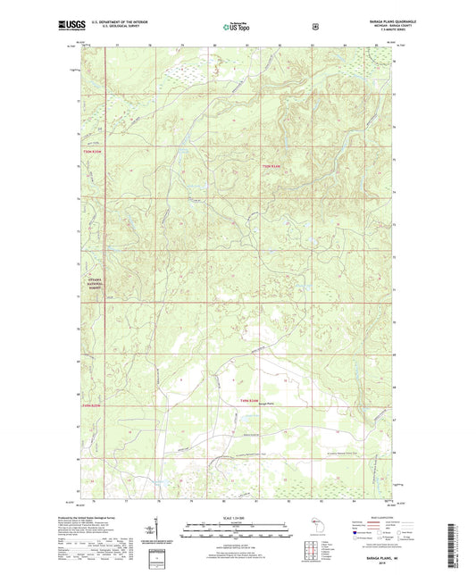 Baraga Plains Michigan US Topo Map Image