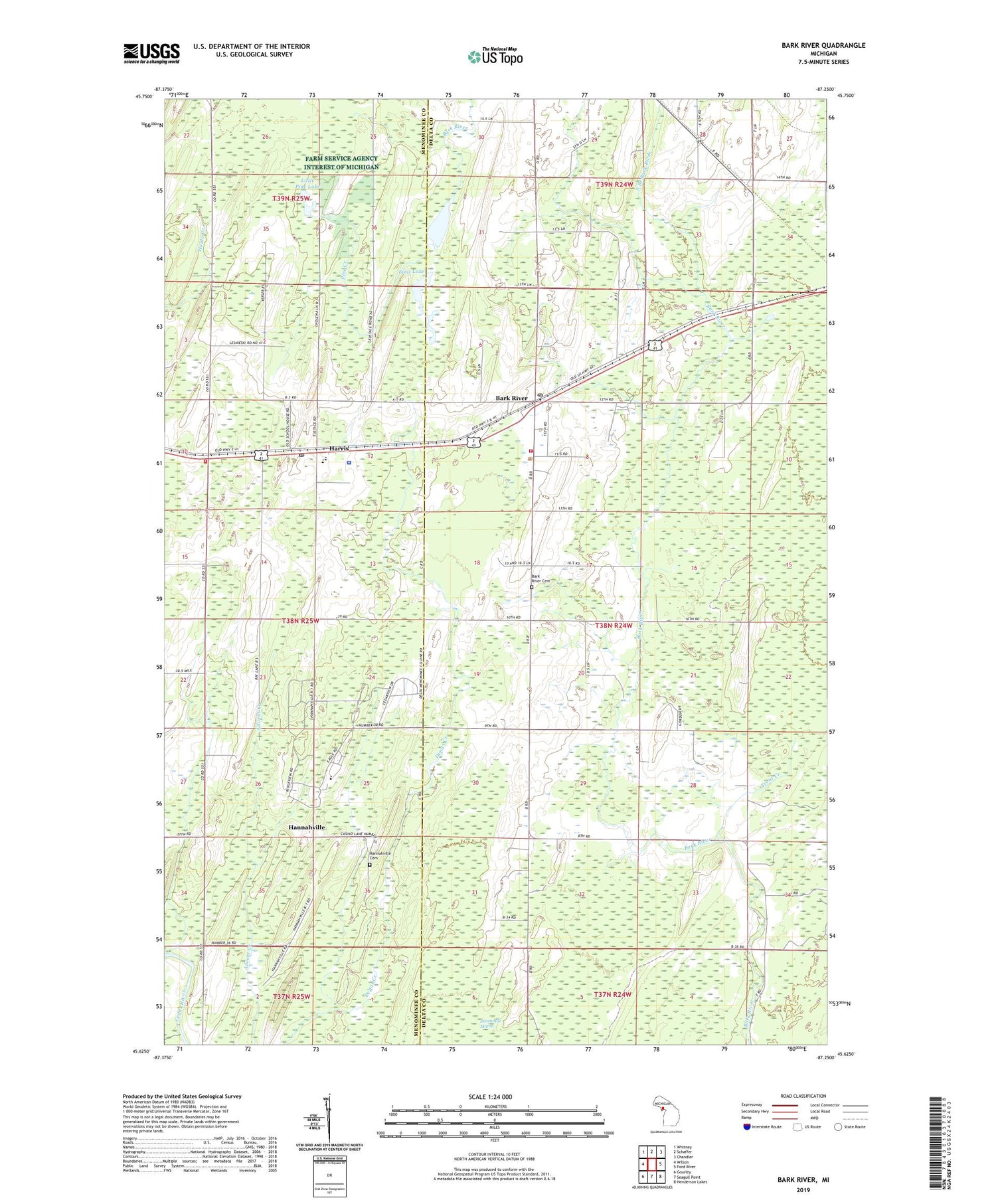 Bark River Michigan US Topo Map Image