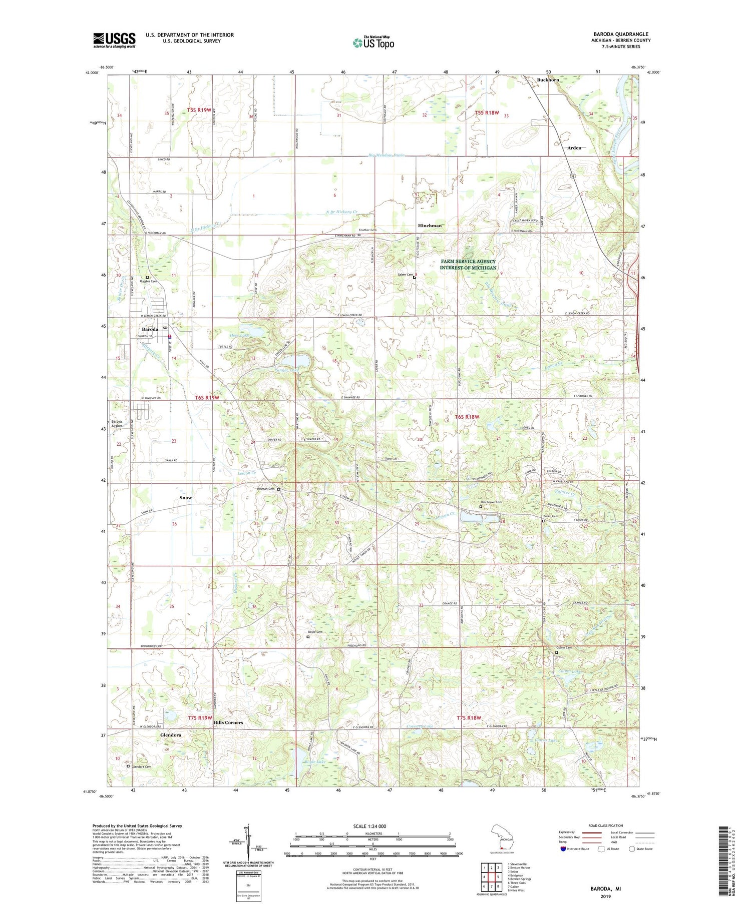 Baroda Michigan US Topo Map Image