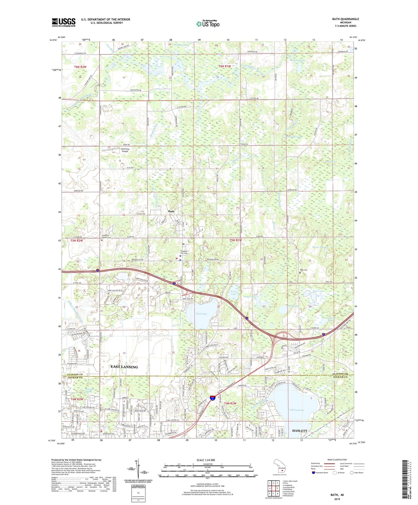 Bath Michigan US Topo Map Image
