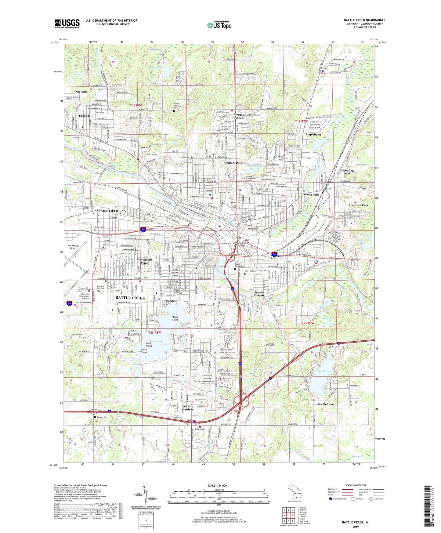 Battle Creek Michigan US Topo Map Image