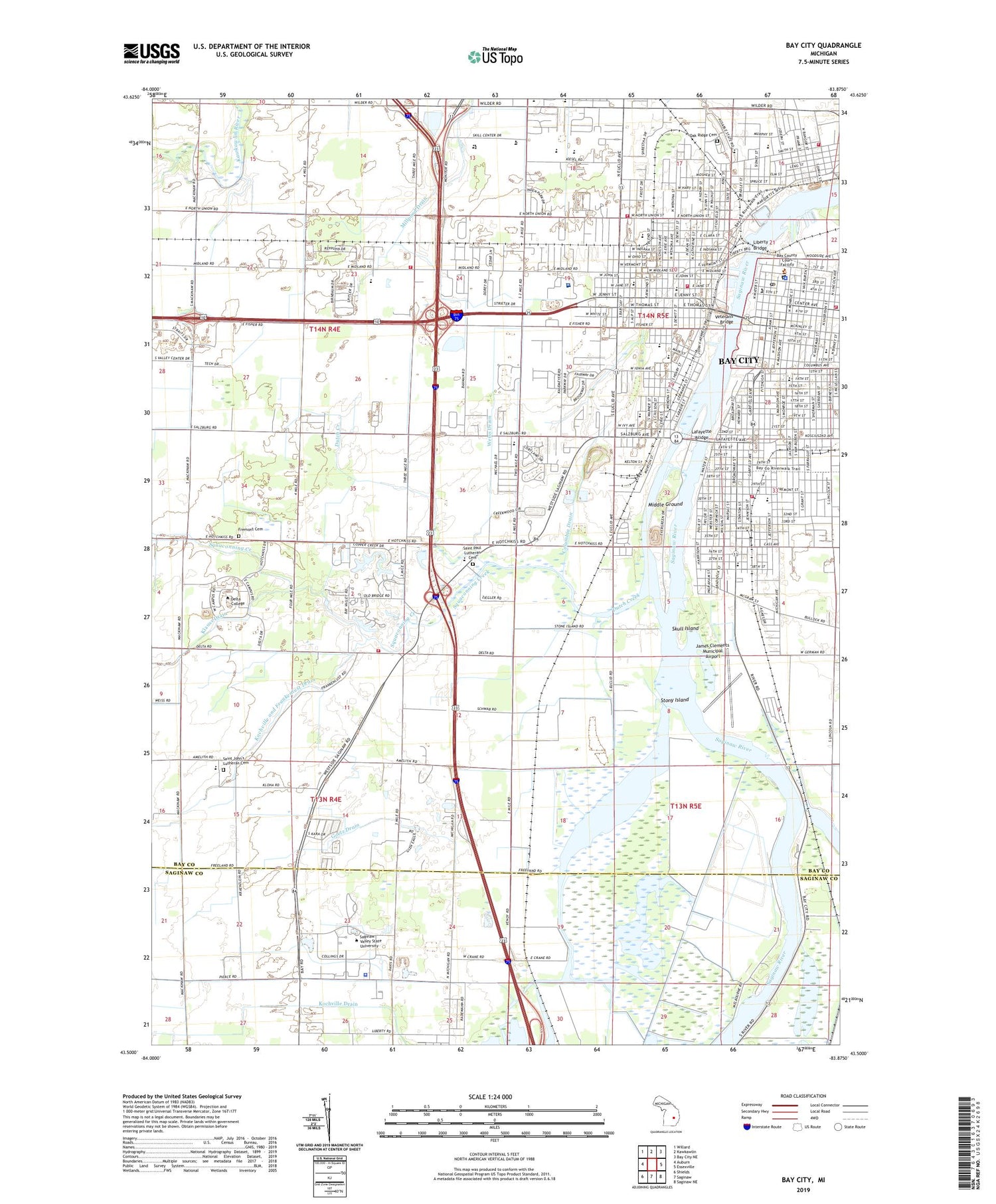 Bay City Michigan US Topo Map Image