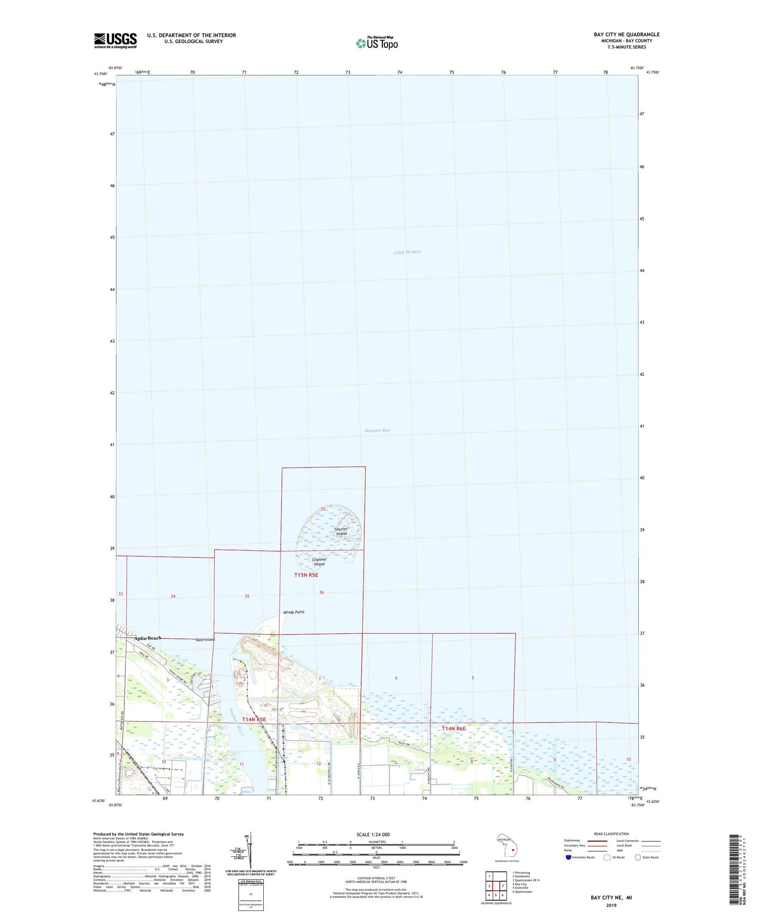 Bay City NE Michigan US Topo Map Image