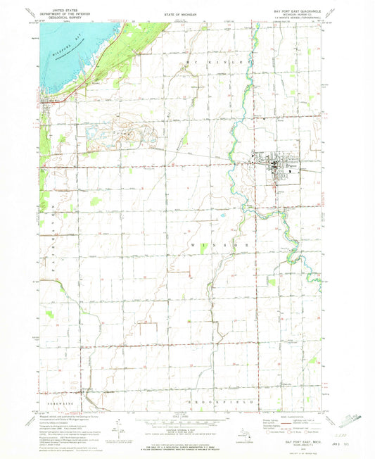 Classic USGS Bay Port East Michigan 7.5'x7.5' Topo Map Image