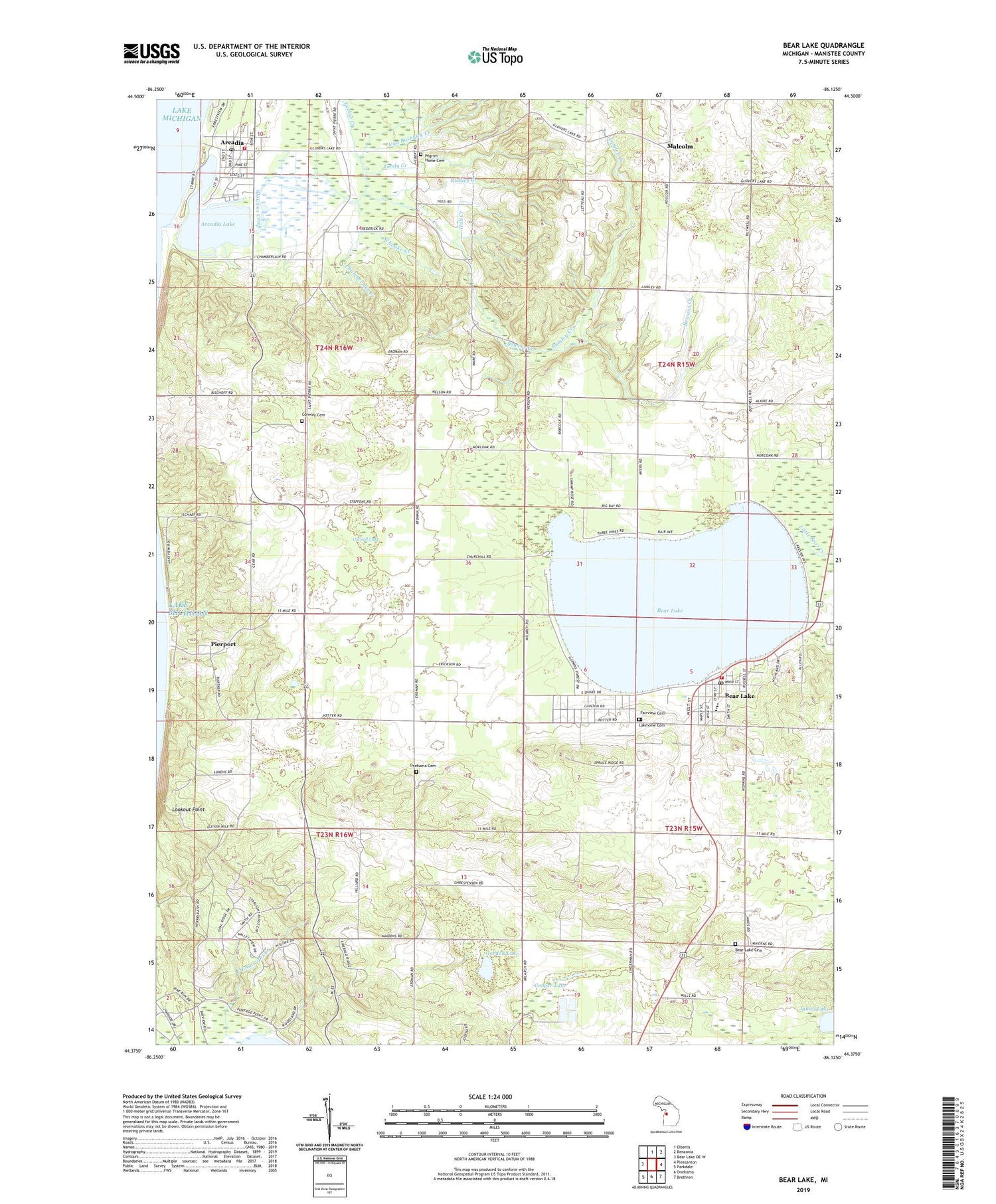 Bear Lake Michigan US Topo Map Image
