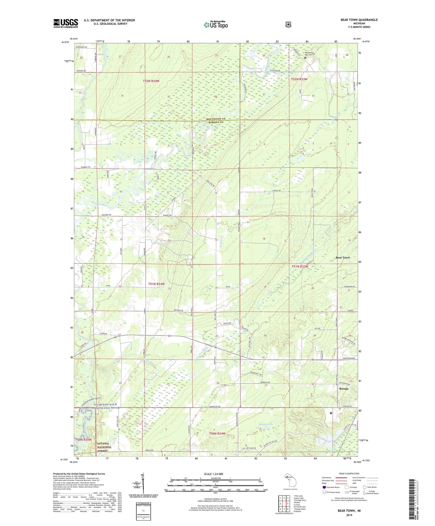 Bear Town Michigan US Topo Map Image