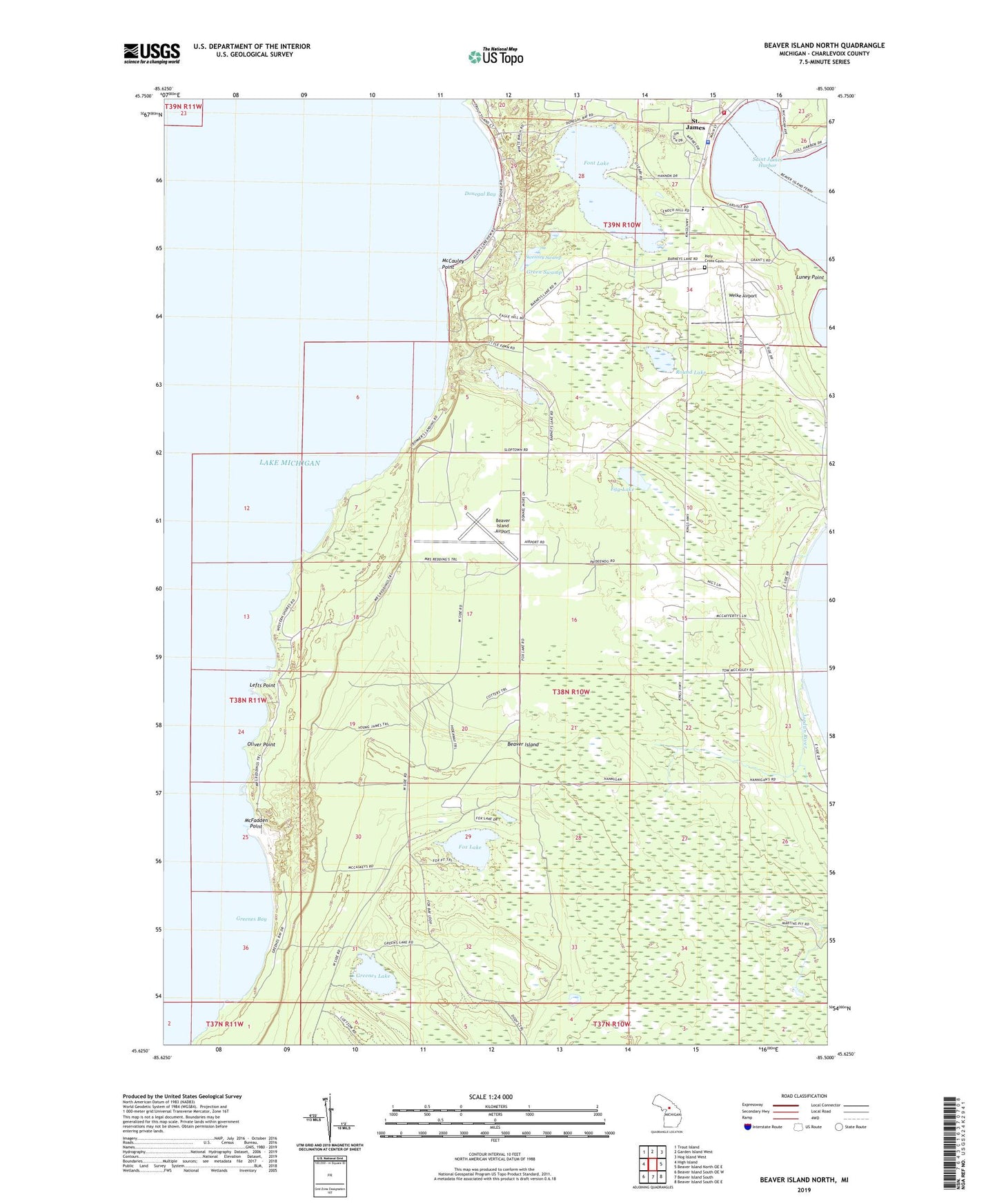 Beaver Island North Michigan US Topo Map Image