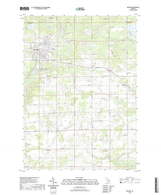 Belding Michigan US Topo Map Image