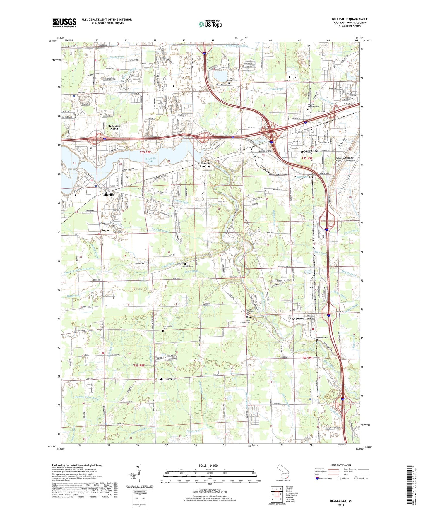Belleville Michigan US Topo Map Image