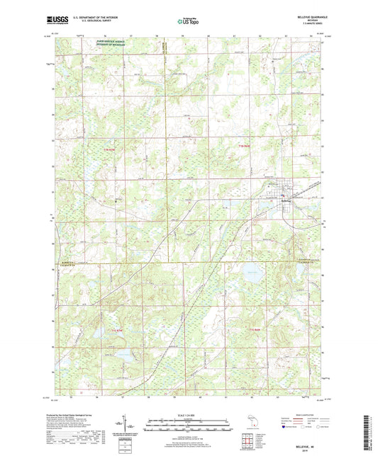 Bellevue Michigan US Topo Map Image